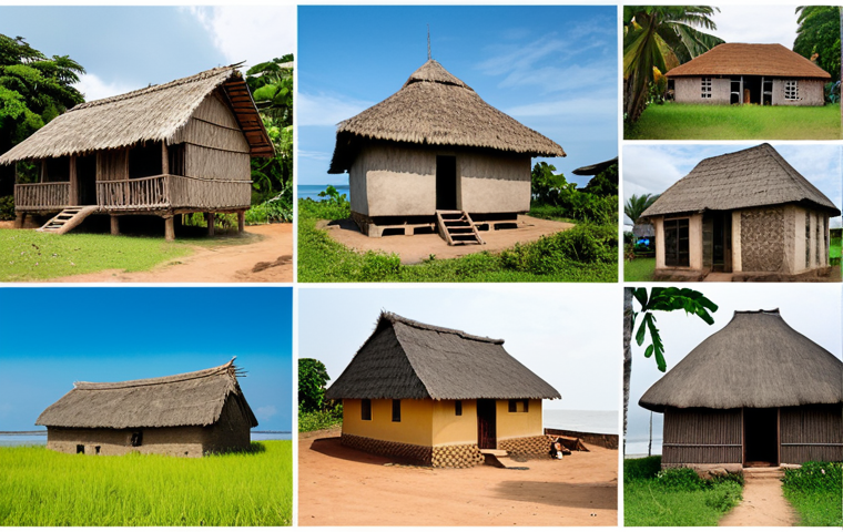 콩고 공화국 전통 가옥 및 건축 양식 - **Wooden House Interior in Congo:** "Interior of a cozy, traditional Congolese wooden house, featuri...