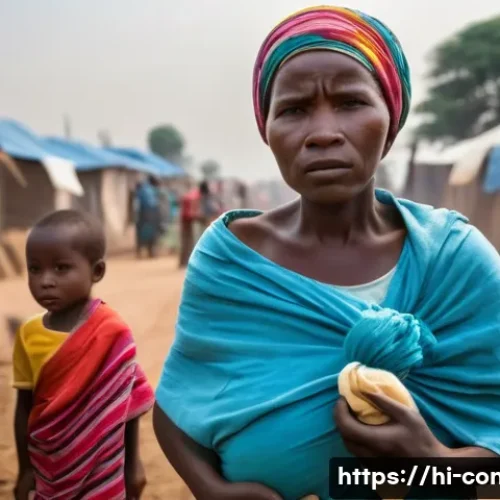 콩고 공화국에서 발생한 주요 사건 사고 - **Prompt:** A poignant cinematic shot of a temporary refugee camp in the Democratic Republic of Cong...