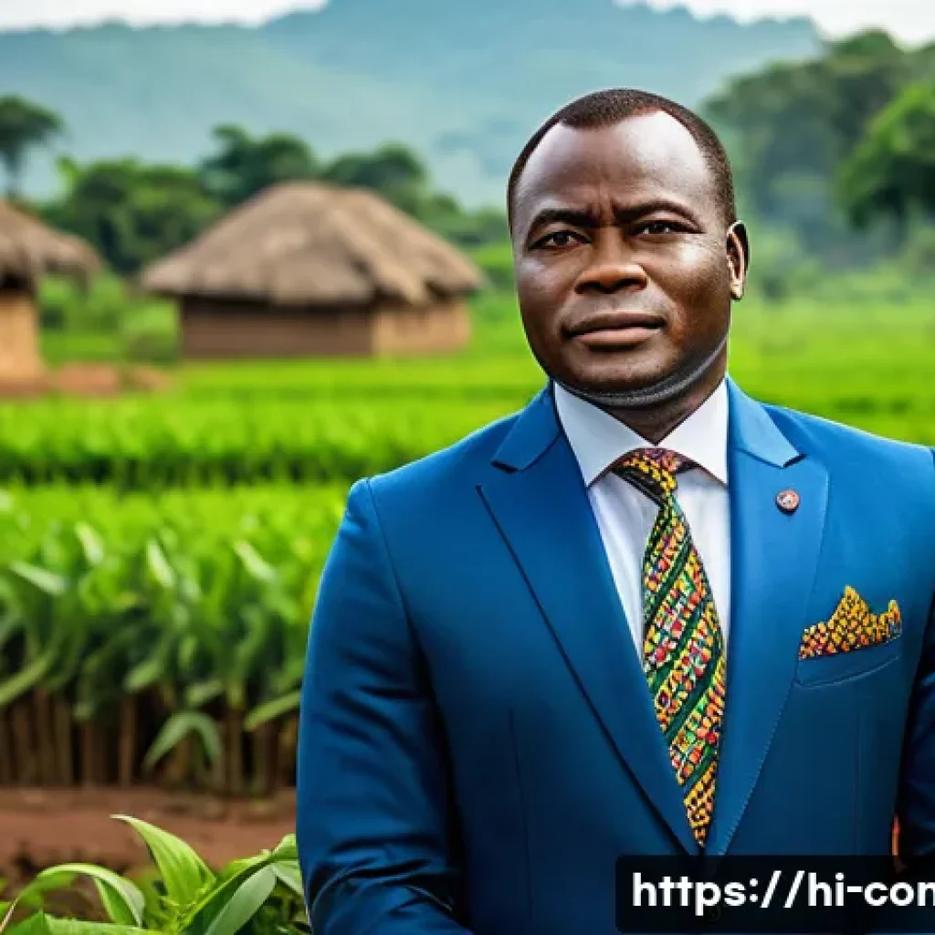 콩고 공화국에서 영향력 있는 정치인 - A detailed portrait of a visionary Congolese political leader in formal attire, standing confidently...