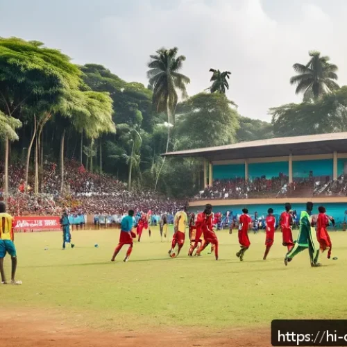 Home 16 콩고 공화국에서 유행하는 스포츠 - A vibrant community football match in the Congo Republic featuring diverse ethnic groups united on t...